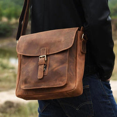 Handmade Leather Mens Cool Shoulder Bag Messenger Bag Chest Bag Bike Bag Cycling Bag for men - imessengerbags