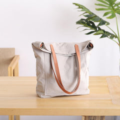 Canvas Leather Mens Womens Large White Handbag Tote Bag Khaki Shoulder Tote Purse For Men - imessengerbags
