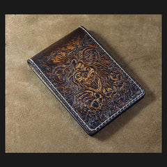 Handmade Leather Tooled Death Metal Deathcore License Wallet Mens Card billfold Wallet Cool Leather Wallet Slim Wallet for Men - imessengerbags