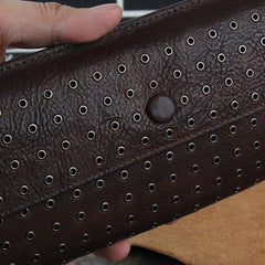 Genuine Leather Mens Cool Long Leather Wallet Zipper Clutch Wristlet Wallet for Men - imessengerbags