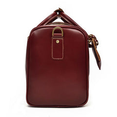 Classy Red Leather Men Barrel Overnight Bags Doctor Bag Travel Bags Weekender Bags For Men