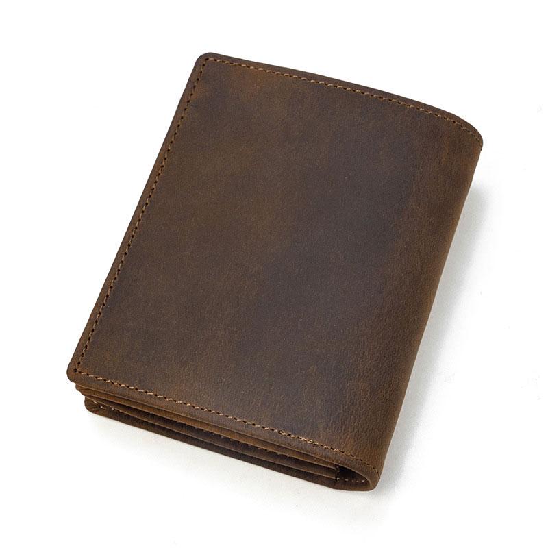 Cool Leather Mens Small Bifold Wallet billfold Wallet Front Pocket Wallets for Men - imessengerbags