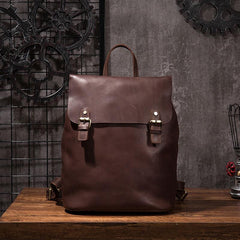 Vintage Mens Coffee Leather Backpack Travel Backpack Leather Hiking Backpack for Men - imessengerbags