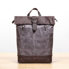 Waxed Canvas Mens Womens 14'' Travel Backpack Roll Up Backpack School Backpack for Men - imessengerbags