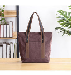 Casual Canvas Mens Womens Large 14‘’ Khaki Handbag Tote Bag Brown Shoulder Bag Tote Purse For Men - imessengerbags