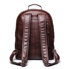 Cool Brown Leather Men's 15'' Laptop Backpack School Backpack Travel Backpack For Men - imessengerbags