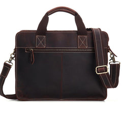 Vintage Mens Leather 14inch Laptop Briefcase Handbag Work Bag Business Bag Shoulder Bag For Men - imessengerbags