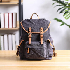 Cool Canvas Leather Mens Womens 13'' White Backpack Khaki Travel Backpack College Backpack  for Men - imessengerbags