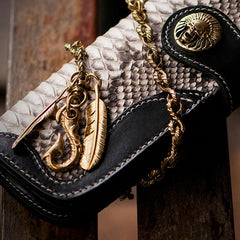 Handmade Leather Black Mens Chain Biker Wallet Cool Leather Wallet Long Clutch Wallets for Men - imessengerbags