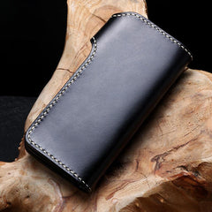 Handmade Leather Mens Chain Biker Wallet Cool Leather Wallet Long Phone Wallets for Men - imessengerbags