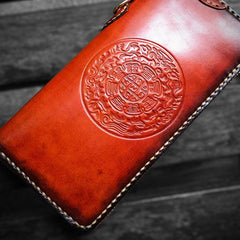 Handmade Leather Mens Tibetan Chain Biker Wallet Cool Leather Wallet Long Clutch Wallets for Men - imessengerbags