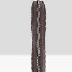 Genuine Leather Mens Cool Long Leather Wallet Zipper Clutch Wallet for Men - imessengerbags