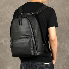 Genuine Leather Mens Cool Backpack Sling Bag Large Black Travel Bag Hiking Bag for men - imessengerbags