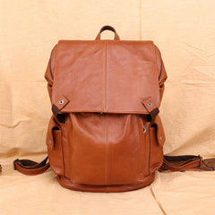 Cool Brown Black Leather Men's Backpack College Backpack 13inch Laptop Backpack For Men - imessengerbags