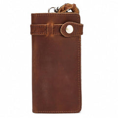 Cool Leather Long Biker Wallet for Men Bifold Biker Chain Wallet Long Chain Wallet For Men - imessengerbags