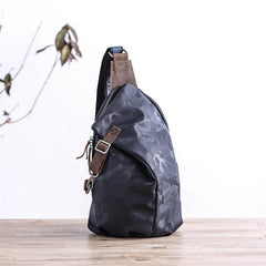 Canvas Leather Mens Camouflage Chest Bag One Shoulder Backpack Khaki Sling Bag for Men - imessengerbags