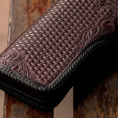Handmade Leather Eagle Tooled Mens Chain Biker Wallet Cool Leather Wallet With Chain Wallets for Men