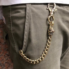 Badass Gold Skull Mens Wallet Chain Biker Wallet Chain 18‘â€?Pants Chain For Men - imessengerbags
