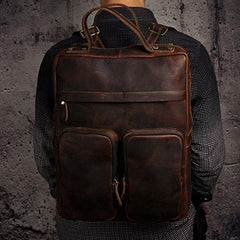 Cool Mens Leather Backpack Vintage Travel Backpack School Backpack for men - imessengerbags