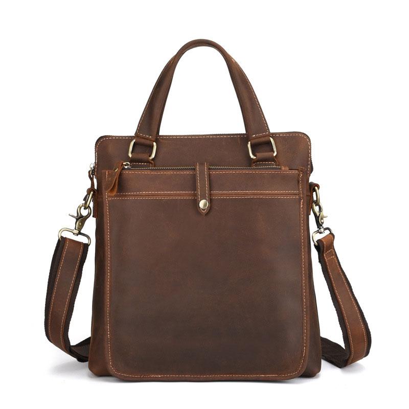 Vintage Leather Mens Briefcase Handbags 10inch Shoulder Bag Business Bag For Men