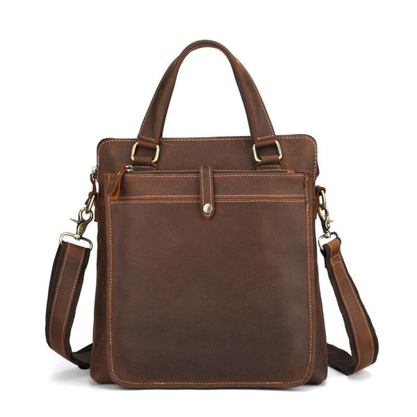 Vintage Leather Mens Briefcase Handbags 10inch Shoulder Bag Business Bag For Men - imessengerbags