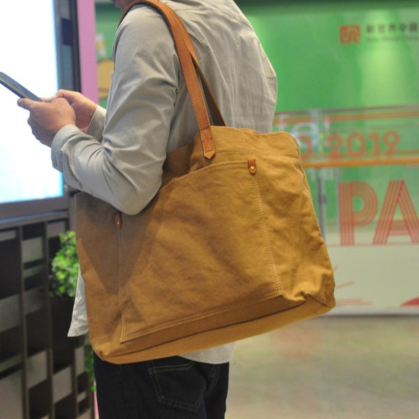Simple Canvas Mens Womens Tote Shoulder Bags Messenger Handbag Camel Tote Side Bag For Men and Women - imessengerbags