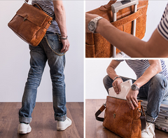 Genuine Leather Mens Cool Messenger Bag Work Bag Satchel Bag Briefcase Bag for men - imessengerbags