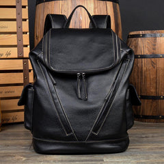 Casual Black Mens Leather 14-inch Large Computer Backpacks Brown College Backpack School Backpacks for men - imessengerbags