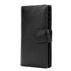 Black Leather Men's Wallet Trifold Long Wallet Multi Cards Long Wallet For Men - imessengerbags