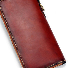 Handmade Leather Mens Chain Biker Wallet Cool Leather Wallet Long Phone Wallets for Men