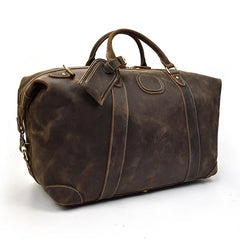 Casual Brown Leather Men Handbag Overnight Bags Travel Bags Weekender Bags For Men