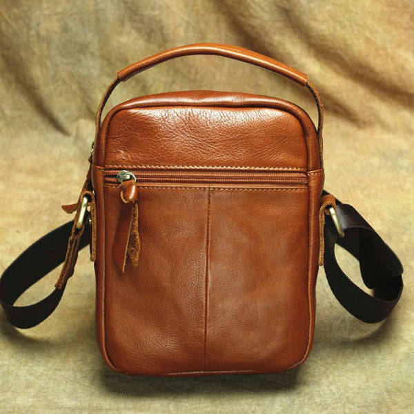 Brown Leather Men's Vertical Messenger Bag Side Bag Tablet Bag For Men ...