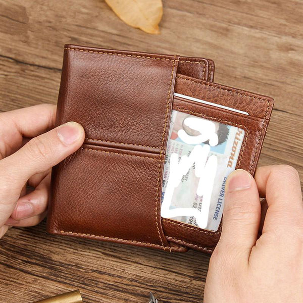 Simple Anti-Theft Leather Men's RFID billfold Wallet Multi-Card Wallet For Men - imessengerbags