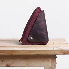 Cool Canvas Leather Triangular Mens Sling Bag Chest Bag One Shoulder Pack for men