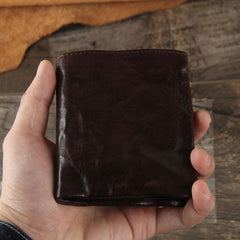 Handmade Genuine Leather Mens Cool Slim Leather Wallet Men Small Wallets Bifold for Men - imessengerbags