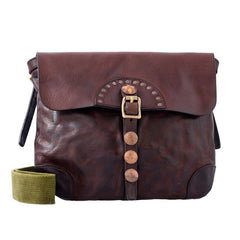 Fashion Black Wrinkled Leather Men 8 inches Small Side Bag Coffee Cool Messenger Bags Postman Bag For Men