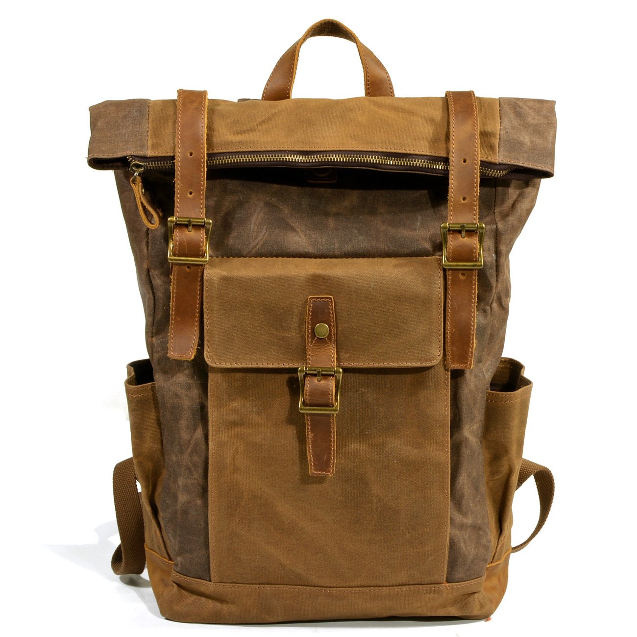 Cool Waxed Canvas Mens Waterproof Green Travel Backpack 15'' Gray Computer Backpack Hiking Backpack for Men - imessengerbags