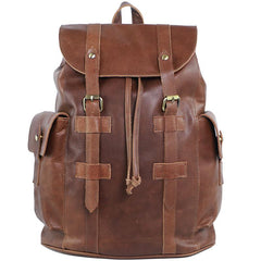 Cool Black Leather Mens Travel Large Backpack Work Handbag 16 inches Work Backpack For Men - imessengerbags