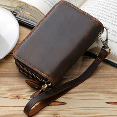 Cool Mens Double Zipper Leather Key Wallet Key Holder Car Key Holder For Men - imessengerbags
