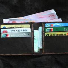 Cool Distressed Brown Leather Mens SMall Wallet billfold Wallet Bifold Front Pocket Wallet For Men - imessengerbags