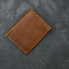 Brown Waxed Leather Mens Small Wallet billfold Trifold Card Wallet For Men - imessengerbags