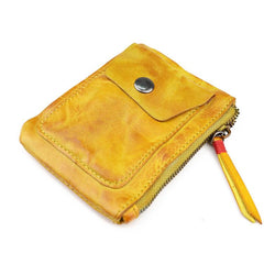Vintage Brown Leather Men's Coin Wallet Black Small billfold Wallet For Men - imessengerbags