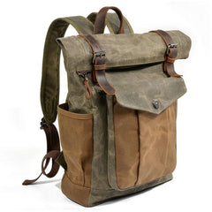 Waxed Canvas Mens Backpack Canvas Travel Backpacks Canvas School Backpack for Men