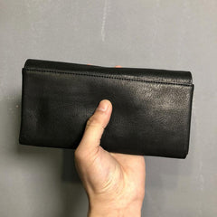 Handmade Genuine Leather Mens Cool Long Leather Wallet Phone Wallet Clutch Wallet for Men - imessengerbags
