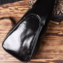 Genuine Leather Mens Cool Chest Bag Sling Bag Crossbody Bag Travel Bag Hiking Bag for men