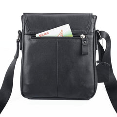 BADASS Black LEATHER MENS Small VERTICAL SHOULDER BAG SIDE BAG COURIER BAG MESSENGER BAG FOR MEN