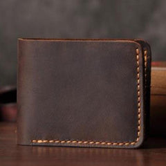 Handmade Leather Mens Cool Slim Leather Wallet Men Small Wallets Bifold for Men - imessengerbags
