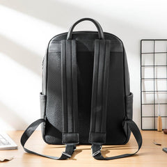 Cool Black Mens Leather Backpacks Travel Backpack 14-inch Laptop Backpack for men - imessengerbags