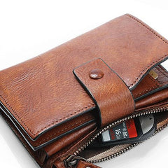 Handmade Mens Cool billfold Leather Wallet Men Small Slim Wallets Bifold for Men - imessengerbags