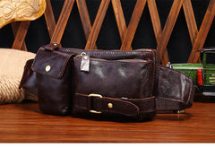 Vintage Leather Fanny Pack Mens Waist Bag Hip Pack Belt Bag for Men - imessengerbags